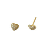 Tiny Puffy Heart Sparkle Studs
